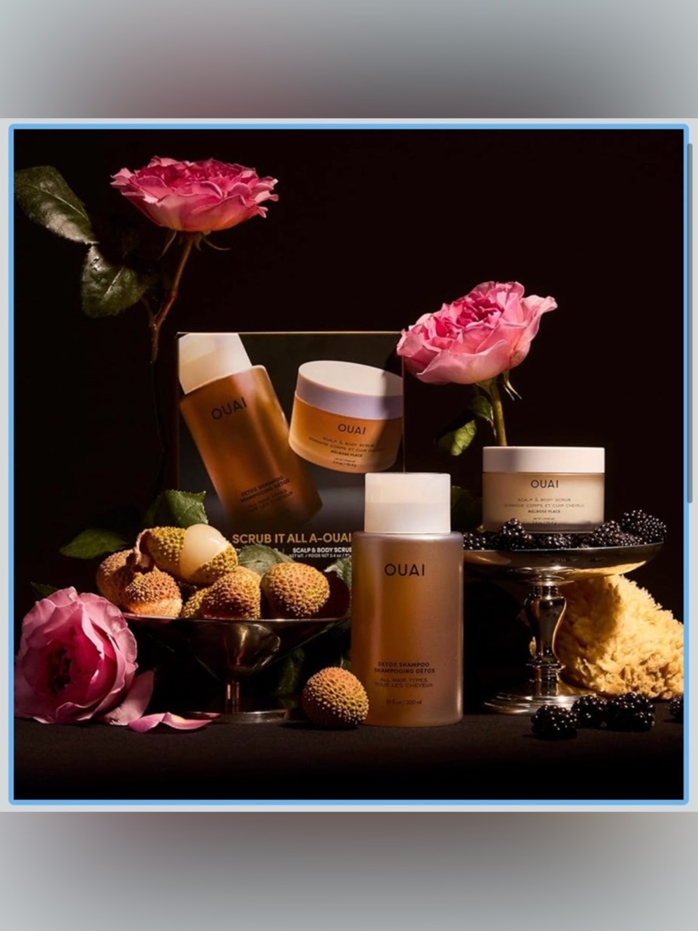 NIB: OUAI Scrub It All A-Ouai Set Detox Shampoo & Body Scrub Kit